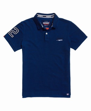 Superdry Classic Pique Rövidujjú Férfi Póló Kék | RBPZW7265